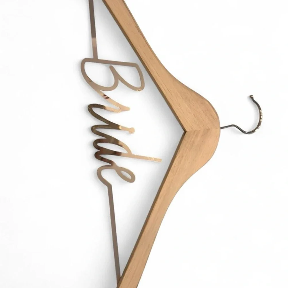 Wooden Bride Hanger with Bride Accent